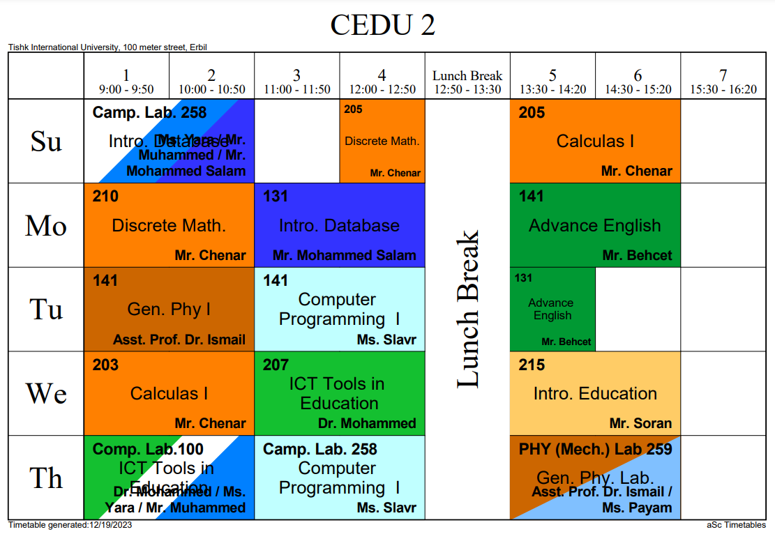 Schedules | TIU